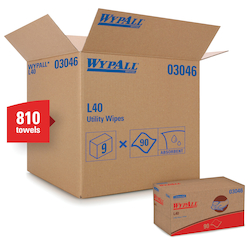 WypAll* 03046 L40 America's Favorite General Purpose Disposable Wiper, 10.8 x 10 in, 90 Wipes Capacity, Double Re-Creped, White