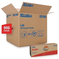 WypAll* 05740 L40 America's Favorite General Purpose Wiper, 16.4 x 9.8 in, 100 Wipes Capacity, Double Re-Creped, Blue