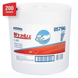 WypAll* 05796 L40 America's Favorite General Purpose Wiper, 13.2 x 10 in, 200 Units Capacity, Double Re-Creped, White