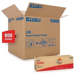 WypAll* 05800 L30 All Purpose Disposable Wiper, Cellulose, White
