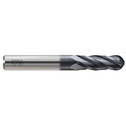 YG-1 YGBasix E5I08028 Long Length Single End Standard Ball Nose End Mill, 7/16 in Dia Cutter, 2 in Length of Cut, 4 Flutes, 7/16 in Dia Shank, 4 in OAL, Uncoated