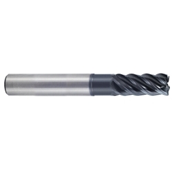 YG-1 TitaNox Power UGMH07912 Center Cut Imperial Square End Variable Helix Corner Radius End Mill With Extended Neck, 3/8 in Dia Cutter, 0.03 in Corner Radius, 1/2 in Length of Cut, 5 Flutes, 3/8 in Dia Shank, 4 in OAL, Y