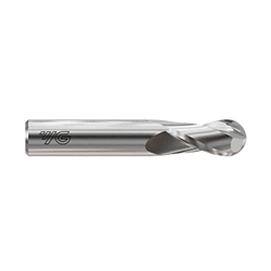 YG-1 YGBasix E5I02015 Regular Length Single End Standard Ball Nose End Mill, 15/64 in Dia Cutter, 3/4 in Length of Cut, 2 Flutes, 1/4 in Dia Shank, 2-1/2 in OAL, Uncoated