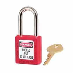 Master Lock® 410KARED Zenex™ 410 Lockout Padlock, Alike Key, Red, Thermoplastic Body, 1/4 in Dia x 1-1/2 in H x 25/32 in W Steel Shackle, 1-3/4 in L Body