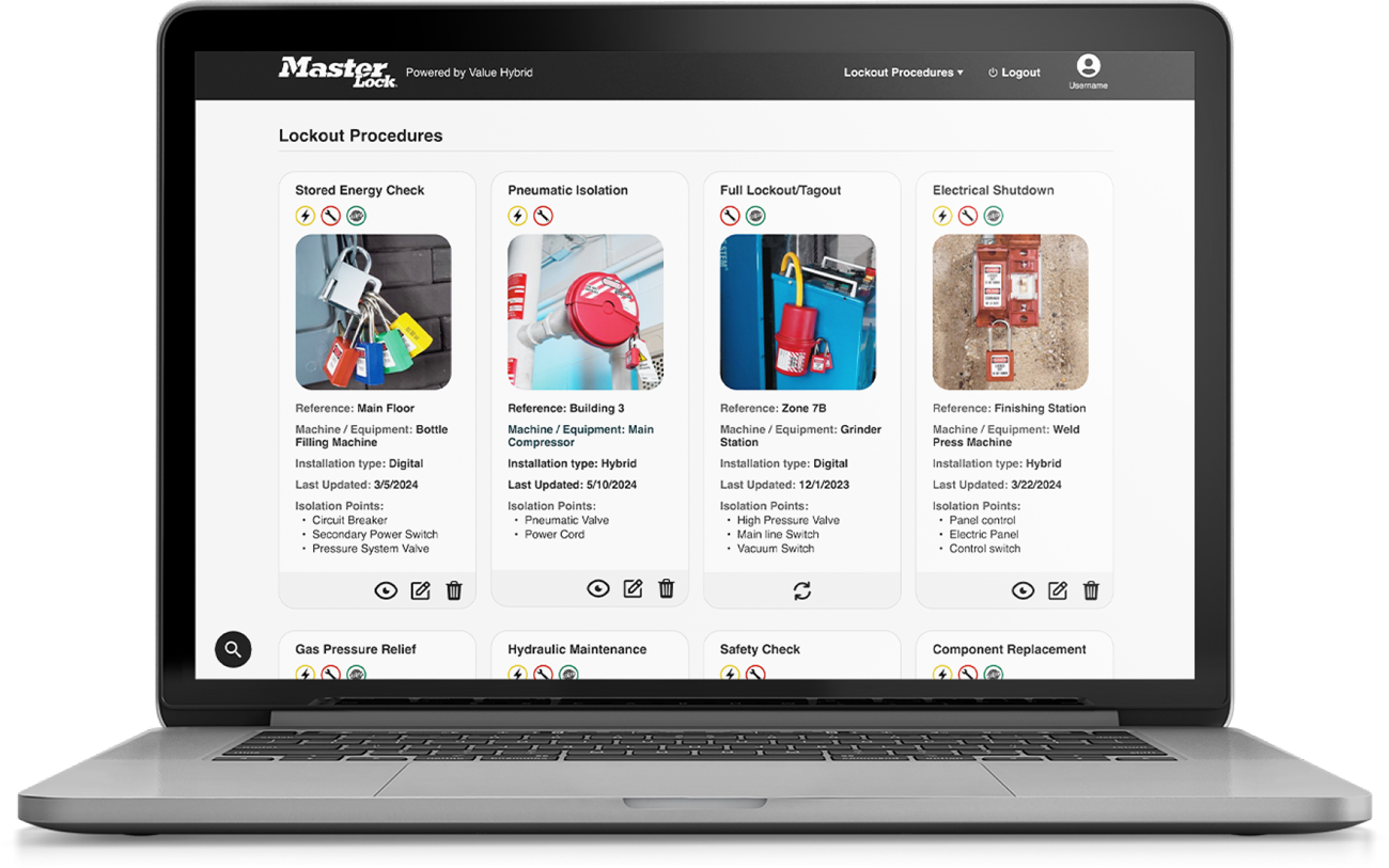 cLOTO equipment and procedure in-app visibility