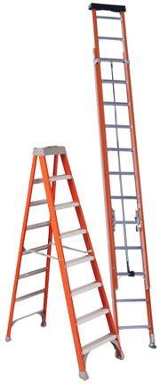 an extension ladder and a step ladder