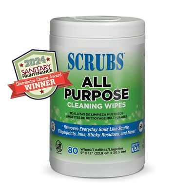 SCRUBS All Purpose Cleaning Wipes won the 2024 sanitary maintenance distributor choice award
