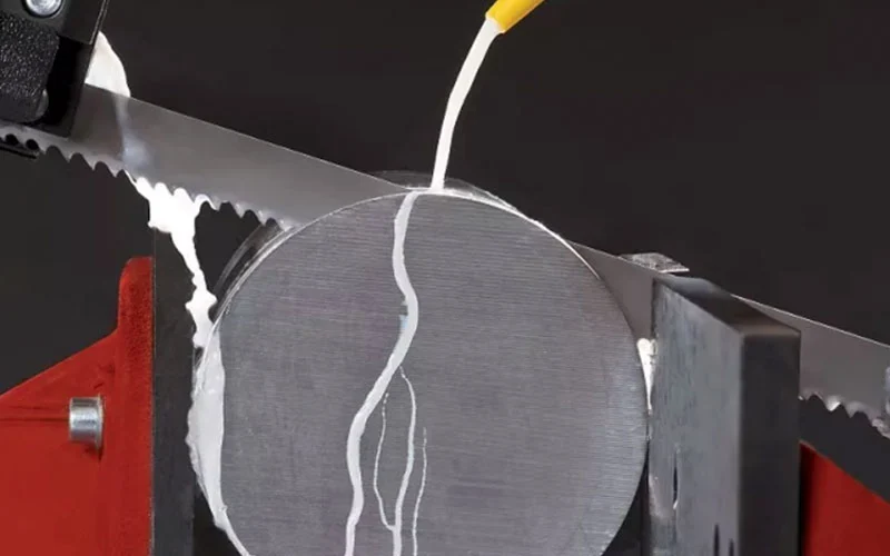 Starrett band saw blades cutting through metal