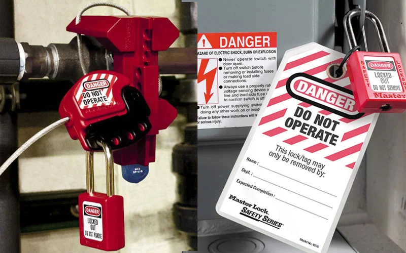 Workplace electrical safety maintained using lockout/tagout devices