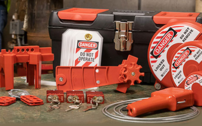 LOTO equipment representing A&M Industrial’s electrical safety services for worker protection and hazard control