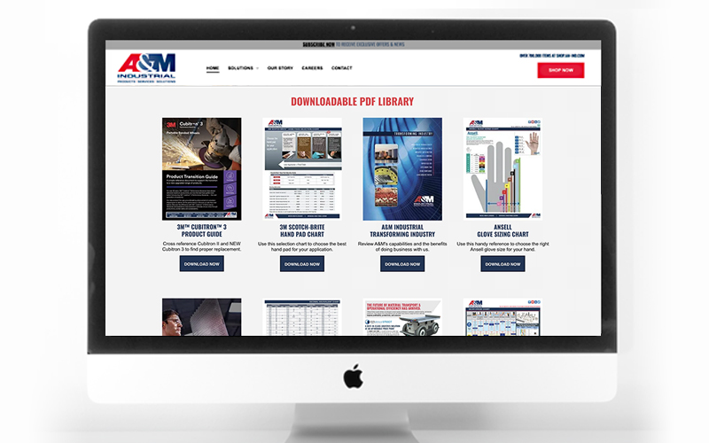 Downloadable Resources page of A&M Industrial's content website