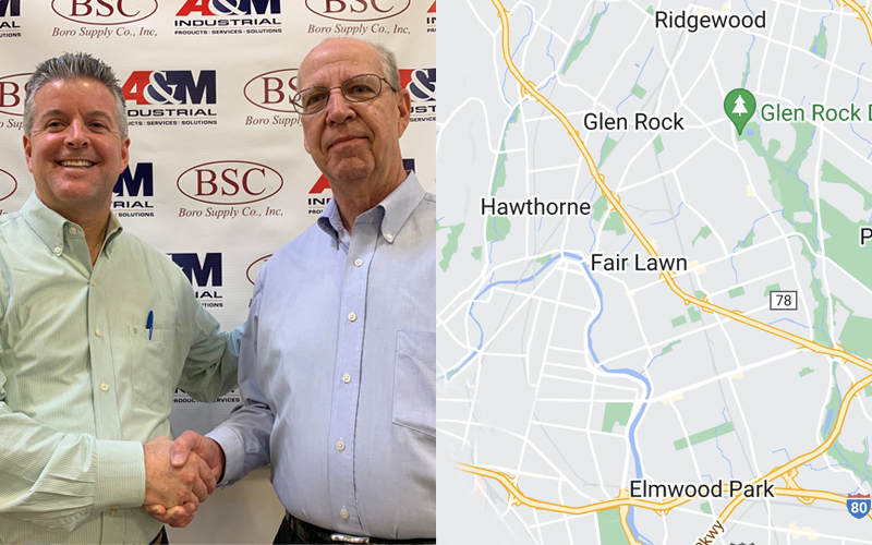 David Young of A&M Industrial and Stanley Romanek of Boro Supply finalize A&M Industrial's Fair Lawn, NJ acquisition.