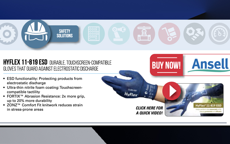 Ansell HyFlex glove ad featured in A&M Industrial's Clickable Catalog.