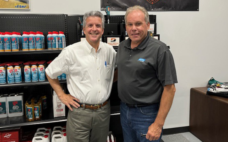 David Young and Jeff Templeton celebrate A&M Industrial’s acquisition of The Mosher Company.