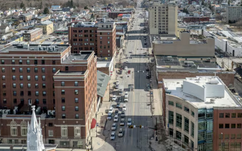 Aerial view of the town of Hazleton, Pennsylvania
