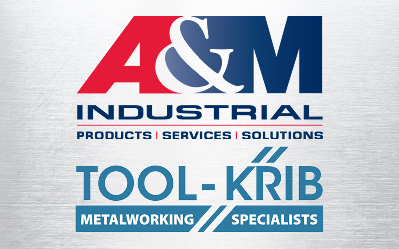 The A&M Industrial and Tool-Krib logos displayed over brushed metal texture