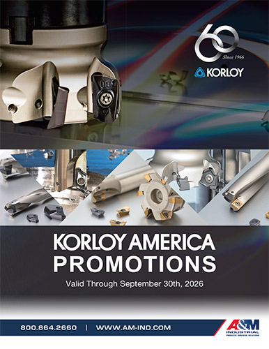 Korloy promo flyer featuring BOGO offers on indexable cutting tools at A&M Industrial