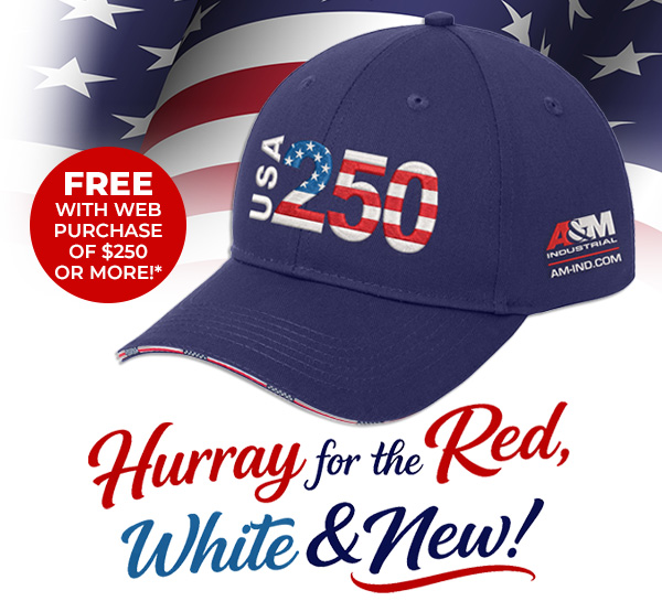 A&M Industrial's exclusive USA 250 embroidered cap