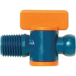 Loc-Line 21192, 1/4" MALE NPT SHUT-OFF VALVES, FOR 'LOC-LINE' 1/4" ID COOLANT HOSE SYSTEM, BLUE & ORANGE ACETAL MATERIAL, Pack/2