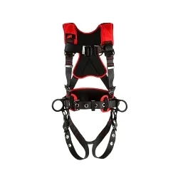3M Protecta Fall Protection 7012816631 1161228 Comfort Construction Harness, XL, 420 lb Load, Polyester Strap, Parachute Leg Strap Buckle, D-Ring Shoulder Strap Buckle, Steel Hardware, Black