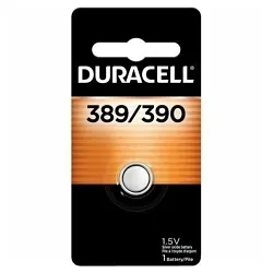 Duracell® D389/390PK Non-Chargeable Battery, Silver Oxide, 1.5 V DC Nominal, 85 mAh Nominal