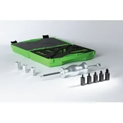 Kukko KS-22-01-UNC , 9 Piece Slide Hammer Set (SAE). For extracting bushings and components with threads. (dowel-pins, parallel-keys, bolts, etc.)