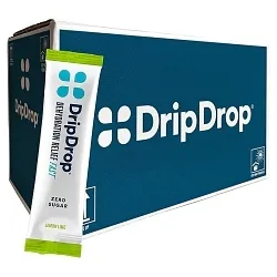 DripDrop #61435 – Lemon Lime Electrolyte Drink Mix, 100 Count of 16oz Powder Sticks, ZERO SUGAR