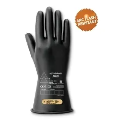 ActivArmr® RIG0011B070 RIG0011B Light Duty Electrical Insulating Glove, 7, Black, 11 in L, ASTM Class: Class 00, 500 V AC/750 V DC Max Use Voltage