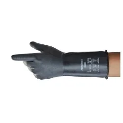 AlphaTec® 103201 38514 Glove, 7, Butyl Polymer, Black, 13.8 in L, Resists: Chemical and Liquid|Anti-static, Unsupported Support, Beaded Cuff, 13.8 mil THK