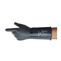 AlphaTec® 103202 38-514 Medium Duty Chemical-Resistant Gloves, 8, Left/Right Hand, Butyl Polymer, Black, Unlined Lining, 14 in L, Resists: Abrasion, Chemical and Liquid, Unsupported Support, Beaded Cuff, 14 mil THK
