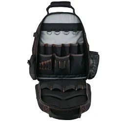 Arsenal® 13743 5843 Dual Compartment Tool Backpack With PVC Backing, 1200D Ballistic Polyester, Black