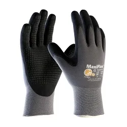 ATG® 34-844/L 34-844 General Purpose Gloves, Seamless Style, L, Microfoam Nitrile Palm, Nylon, Black/Gray, Resists: Abrasion, Cut, Puncture and Tear