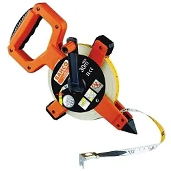 Bahco® BAHLTS100E LTS Professional Construction Grade Long Measuring Tape, 100 m L Blade x 16 mm W Blade, Nylon/Fiberglass Blade