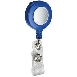 Brady® 95071 Retractable Round Case Badge Holder, Heavy Duty Nylon Cord/Plastic Reel/Vinyl Strap, Blue
