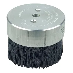 Bore-Rx™ 86111 Crimped Maximum Density Miniature Round Straight Disc Brush, 3 in Dia Brush, 3/8 in Center Hole, 0.055 in Dia Filament/Wire, Ceramic Fill