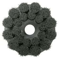 Bore-Rx™ 86116 Crimped Round Shell Mill Holder Straight Disc Brush, 6 in Dia Brush, 1-1/4 in Center Hole, 0.043 in Dia Filament/Wire, Ceramic Fill