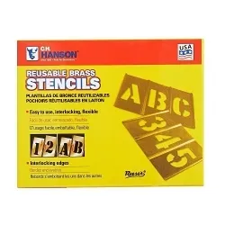 C.H. Hanson® 10009 15-Piece Interlocking Reusable Single Number Stencil Set, 1-1/2 in H, Gold, 28 ga Brass