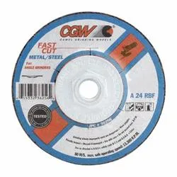 CGW® 35620 Flat Depressed Center Wheel, 4-1/2 in Dia x 1/4 in THK, 7/8 in Center Hole, 24 Grit, Aluminum Oxide Abrasive