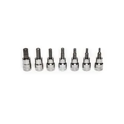 CrescentĀ® CBSS0N Socket Bit Set, 1/8 to 3/8 in Hex, 3/8 in Drive, 7 Pieces, Polished Nickel/Polished Chrome, ANSI/ASME Specified