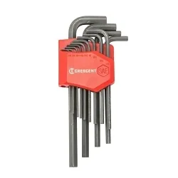 Crescent® CHKLASAE13 Long Arm Hex Key Set, 13 Pieces, 0.05 to 0.375 in Hex, Hex Drive, ASME B18.3, Alloy Steel, Black Oxide