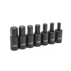 CrescentĀ® CIMBS11 Socket Driver Bit Set, 1/2 in Drive, 7 Pieces, Black Oxide, ASME B18.3-2003