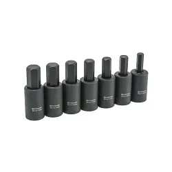 CrescentĀ® CIMBS12 Socket Driver Bit Set, 8 to 15 mm Hex, 1/2 in Drive, 7 Pieces, Black Oxide, ASME B18.3.2M-1979