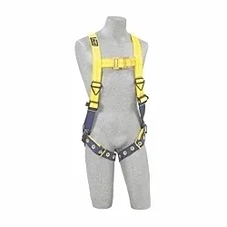 3M DBI-SALA Fall Protection 1107803C Deltaâ„¢ Harness, XL, 420 lb Load, Repelâ„¢ Polyester Strap, Tongue Leg Strap Buckle, Steel/Aluminum/Stainless Steel Torso Buckle/Stainless Steel Grommet Leg Buckle/Steel Chest Buckle Hardware, Navy/Yellow