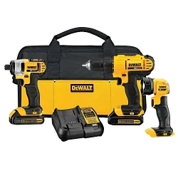 DeWALT® 20V MAX* MATRIX™ DCK340C2 3-Tool Cordless Combination Kit, Tools: Drill, Impact Driver, Worklight, 20 V DC, 1.5 Ah Lithium-Ion