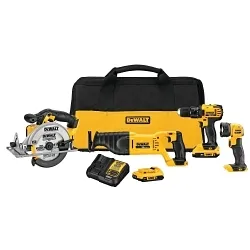 DeWALT® 20V MAX* MATRIX™ DCK423D2 4-Tool Cordless Combination Kit, Tools: Drill, Reciprocating Saw, Circular Saw and Worklight, 20 V DC, 2 Ah Lithium-Ion