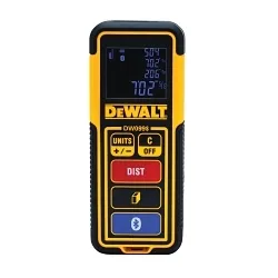 DeWALT® Tool Connect⢠DW099S Bluetooth Laser Distance Measurer, Plastic, 100 ft Measuring, 3/32 in Accuracy, LCD Display, AAA Battery