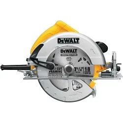 DeWALTĀ® DWE575 Lightweight Next Generation Circular Saw, 7-1/4 in Dia Blade, 5/8 in Arbor/Shank, 1-7/8 in at 45 deg, 2-9/16 in 90 deg Cutting, Right Blade Side