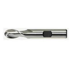 Drillco 640A124A 6400A Center Cutting Imperial Regular Length Single End Ball Nose End Mill, 3/8 in Dia Cutter, 3/4 in Length of Cut, 2 Flutes, 3/8 in Dia Shank, 2-1/2 in OAL, Uncoated