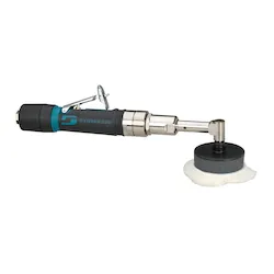 Dynabrade® 49440 Angle Head Rotary Buffer With Extended Rear Exhaust Muffler, 3 in Dia Pad, 1/4-20 Male Arbor/Shank, 0.4 hp, 26 scfm Air Flow, 90 psi