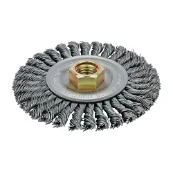 Dynabrade® 78809 Roughneck Good Tier Abrasive Radial Wheel Brush, 4 in Dia Brush, 0.02 in Dia Stringer Bead Knot Filament/Wire, 5/8-11 Arbor Hole